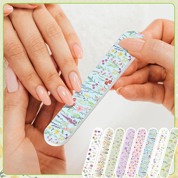 H1vojoxo Spring Colorful Wildflower Nail Files - 48pcs Spring Wildflower Double Sided Emery Boards for Girl’s Birthday Gifts Tea Party Emery Boards for Women Employee Coworkers Spring Party Nail Files