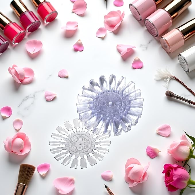 10 Pcs Transparent 18 Tips Display Plastic Nail Art Polish Palette Wheels False Nail Art Tips Practice Display Board Deft and Professional,Practice Nail Tips