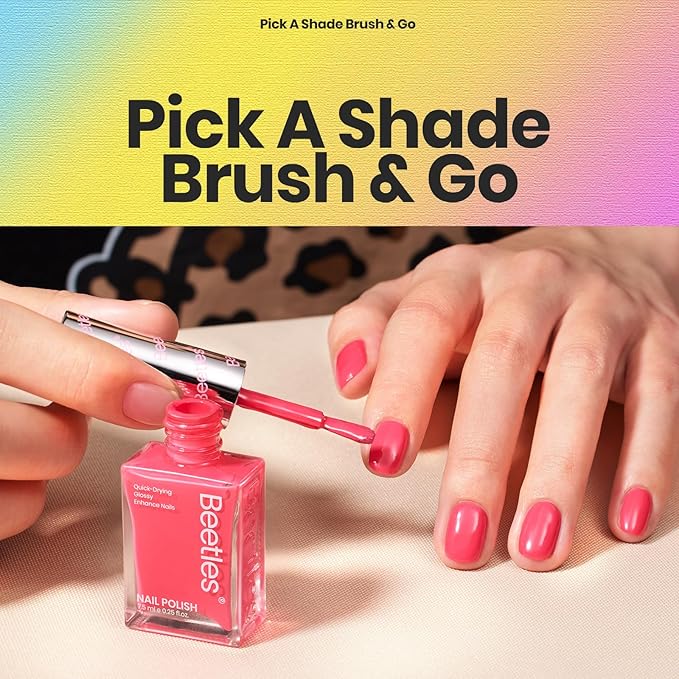 Beetles Neon Nail Polish Set - Quick Dry Nail Polish Kit 12 Colors Hot Pink Green Blue Yellow Red Regular Air Dry Fingernail Polish Pack for Women Valentines Gift Beetles Cocktails 12 Colors