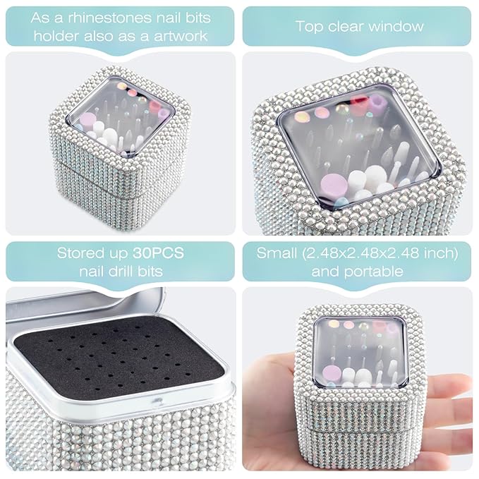 30PCS Nail Drill Bits Set with Holder Case, 3/32 Inch Professional Efile Cuticle Nail Bits for Nail Drill, Ceramic Diamond Carbide Drill Bits for Acrylic Gel Removal Polish Nail Tech