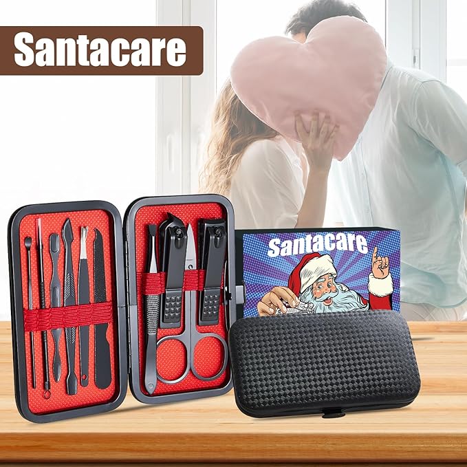 Manicure Set 10 in 1 Mens Gifts Travel Nail Clipper Kit, Christmas Stocking Stuffers for Men and Women, Nail Grooming Kit Birthday Christmas Gifts for Him Her Boys Girls Husband Boyfriend