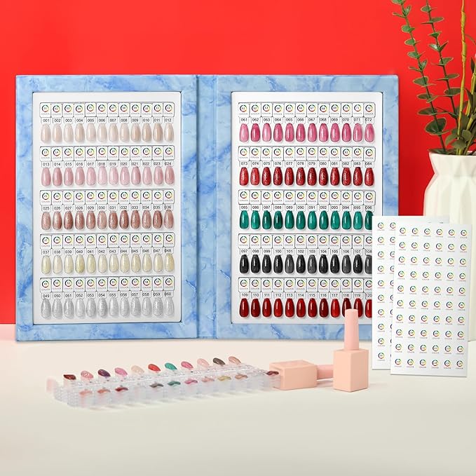 Magnetic Nail Swatch Book,120 Nail Color Display Book with 120 Magnetic Tips,Professional Nail Salon Color Display Book for Easy Preview & Storage
