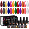 MEET ACROSS 12pcs Gel Nail Polish Set,Soak Off UV LED Lamp Gel Nail Polish Kit,Fashion Shimmer Nail Art Design Gifts for Women Manicure Salon (Base Series)