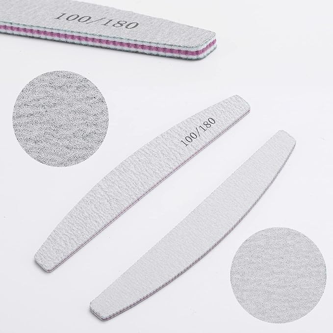 35 Count 100/180 Grit Nail Files and Buffers for Acrylic Nails, Washable Nail Buffer Double Sided Emery Boards Manicure Tools for Nail Tech