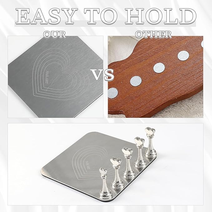 lootaan Nail Holder for Painting Nails, Heart Nail Stand for Press ons / Nail Display / Nail Practice with Reusable Adhesive Putty, Nail Tech Must Haves Nail Supplies (Argent)