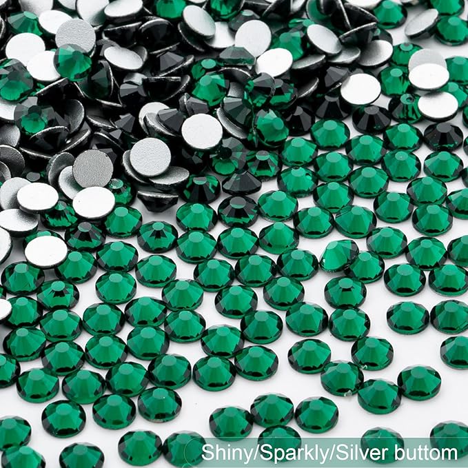Flatback Rhinestones Bulk, 14400PCS Malachite Green Rhinestones for Clothes DIY Decoration Crafts, Malachite Green, SS20, 4.6-4.8mm