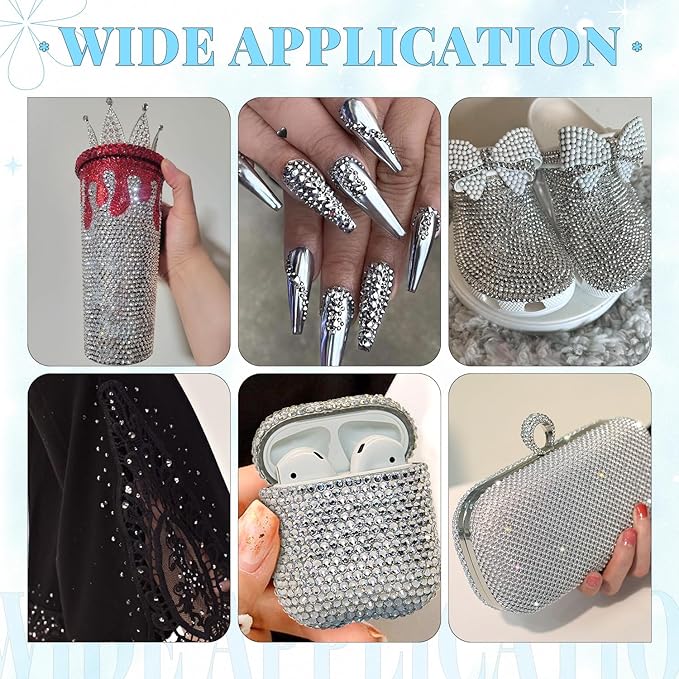 6000Pcs Resin Rhinestones for Bedazzling with 3Pcs B7000 Jewelry Glue, 1 Box Silver Flatback Rhinestones for Crafting Crafts DIY, Crystals Gems for Clothing Shoes Tumblers Nail Art Makeup