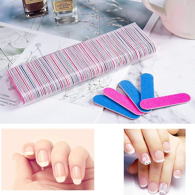 Mini Nail Files Bulk, 100 Pack 2 Inches Disposable Double Sided Emery Boards Manicure Pedicure Tools(1002)
