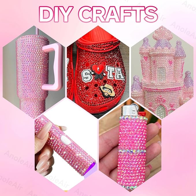 26000PCS Mixed Pink Resin Flatback Rhinestones for Crafting, Resin Rhinestones for Bedazzling Kit, 2/3/4/5/6mm Flatback Gems Jewels for DIY Mugs Tumblers Clothing Shoes Nail Art