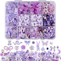 850 Pieces 3D Butterfly Rose Flower Bow Rabbit Bear Nail Charms Kit with Nail Art Rhinestones Pearls Crystal Gems Nail Slices for Manicure DIY Crafts Jewelry Accessories (Purple)