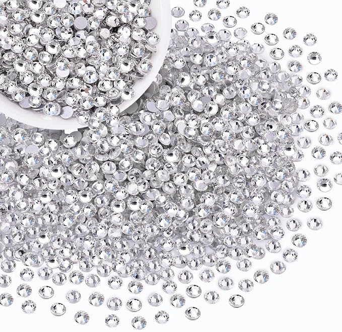 2000PCS SS20/5mm Crystal Rhinestones (Clear), Bedazzling Flatback Glass Rhinestones for Crafting Decor, Gems Diomand Charms for Tumbler Shoes Clothing Mugs Nail Art