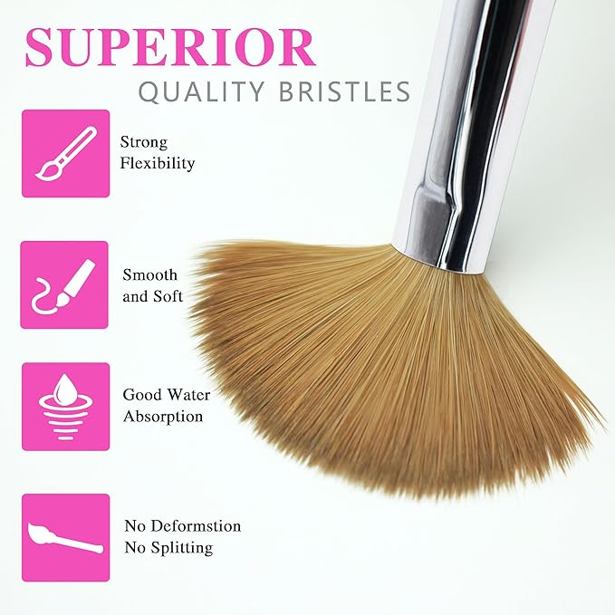 100% Kolinsky Hair Acrylic Nail Brush for Acrylic Powder- Flat Shape Rose red Handle With Cap Professional Manicure Pedicure (#12)