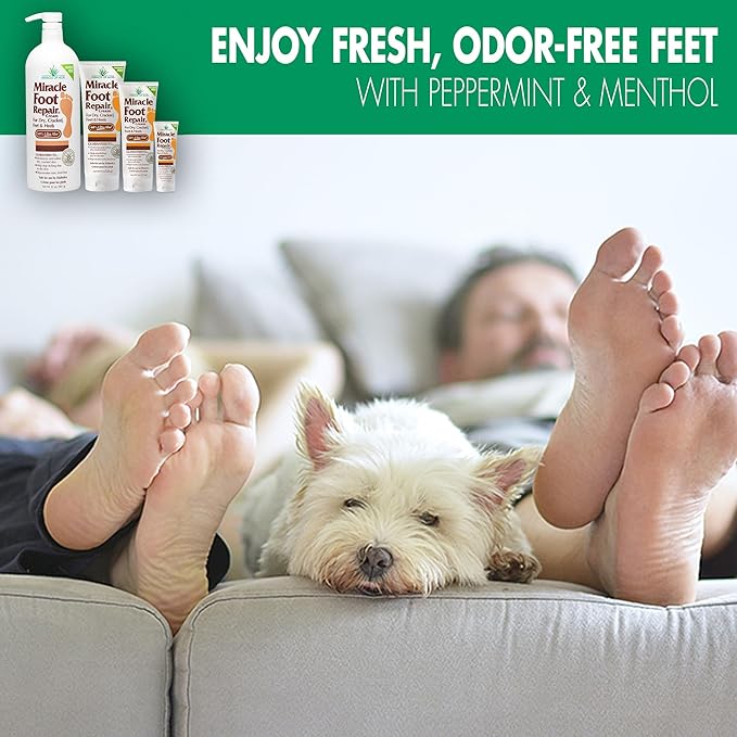 Miracle Foot Repair Cream (32 oz) Repairs Dry Cracked Heels and Feet, 60% Pure UltraAloe Moisturizes, Softens, and Repairs