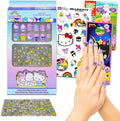 Hello Kitty Press-On Nails for Kids - Bundle with 12 Kitty Stick-On Nails Plus Nail Art Stickers, More