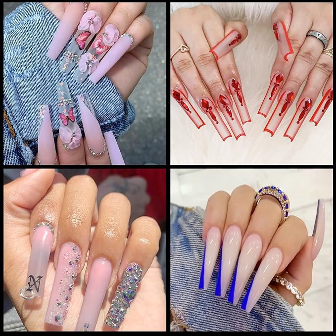 504PCS Clear Square Nail Tips for Acrylic Nails Professional, XXL/XXXL Extra Long Tapered Square Straight Acrylic Nail Tips, Full Cover No C Curve False Nail Extension Tips for Manicure Salon Nail Art