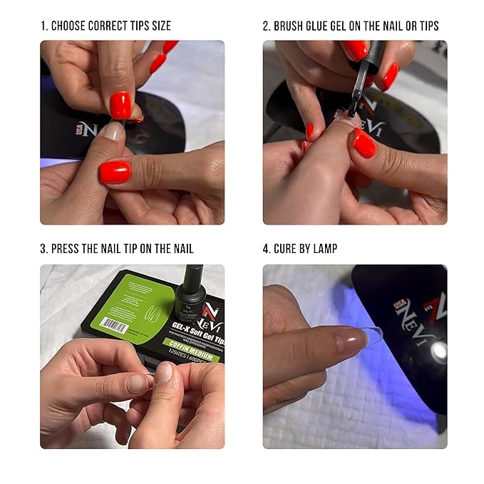 Nail Gel-X Natural Coffin X-Large Tips Set - NeVi USA Premium Quality, 360 Tips in 12 Sizes - Complete DIY Nail Extension Kit | No Size 00 Included #10&11 are in the same section #10