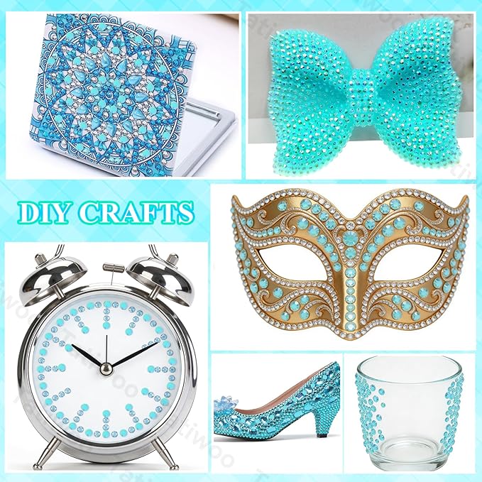 20000Pcs Sky Blue AB Flatback Jelly Resin Rhinestones for Bedazzling, Mix Sizes Crystal Rhinestones Gems, Sky Blue AB Gems Bedazzling for Crafting for DIY Face Makeup Crafts Tumblers