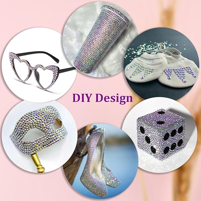 16000Pcs Resin Rhinestones with Tweezers for Crafting, AB 2-6mm Mixed Sizes Bedazzling Crystal with 3Pcs 10ml B7000 Jewelry Glue for DIY Crafts Clothing Tumblers Shoes Fabric Nail Art