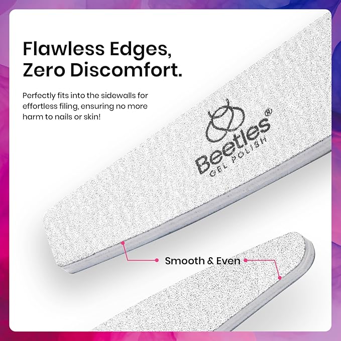 Beetles Pro 3-Pcs Nail File Nail Buffer - Professional 100/180/240 Grit Nails Files and Buffers Double Sided Washable Shaper Files for Acrylic, Gel & Natural Nails – Salon Quality Manicure Tool