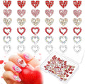 60 Pieces Valentines Day 3D Heart Nail Charms Heart Rhinestone Art Decals Love Crystal Gems Alloy Diamonds Decor for Valentine‘s Day Women DIY Nail Jewelry Accessories(Novel Style)