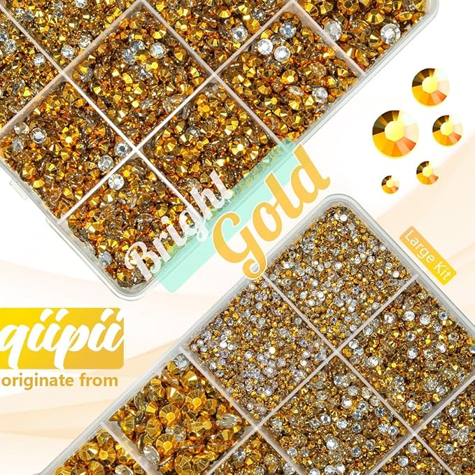 Golden Resin Rhinestones w B7000 Jewelry Glue for Bedazzling Crafting 2mm 3mm 4mm 5mm 6mm Flatback Jelly Stones Diamonds Gems Bedazzler Kit for Nails Face Eyes Makeup Tumblers Beauty DIY Crafts