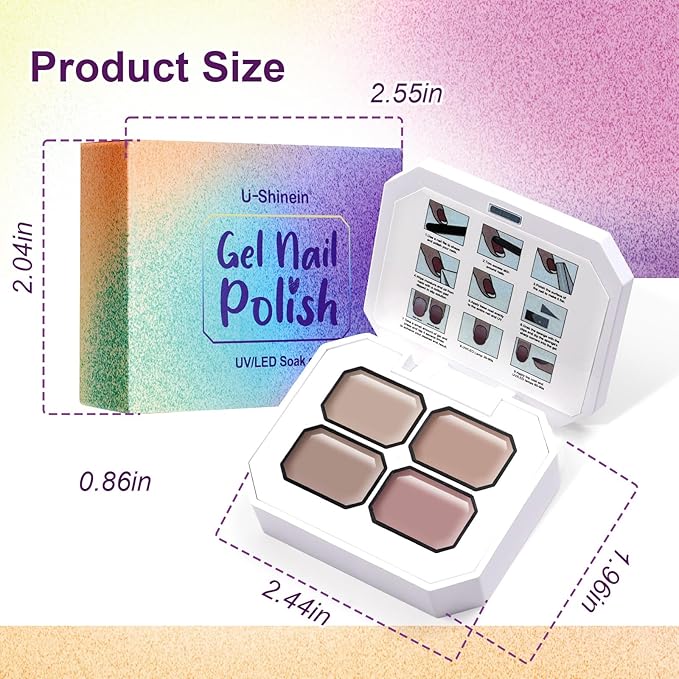 Gradient Painting Gel Set, 9 Colors Ombre Gel Nail Polish with 6 Aurora Multi-Purpose Brushes for Ombre Nails Aura Nails French Manicure Soak Off UV U Milkshake