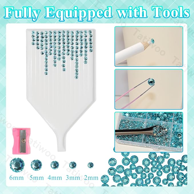 20000Pcs Lake Blue Flatback Jelly Resin Rhinestones for Bedazzling, Mix Sizes Crystal Rhinestones Gems, Lake Blue Gems Bedazzling for Crafting, Flatback Rhinestone for DIY Face Makeup Crafts