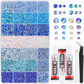 20000Pcs Blue Rhinestones for Bedazzling with 3Pcs B7000 Jewelry Glue, Resin Rhinestones for Crafting Crafts，Bedazzler Kit Flatback Gems for Clothing Shoes Tumblers Nail Art