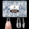 Medium Gel Coffin Nail Tips, 240pcs Soft Gel Pre-Shaped Acrylic Fake Nails, Half Matte Full Cover Clear Press on Flase Nail Tips for Extension Nail Manicure Home DIY 12 Sizes Gelly Tips