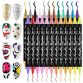 EBANKU 24 Pcs Nail Art Pens Set, Nail Polish Pens Quick-Drying Nail Art Markers Acrylic Paint Nail Point Graffiti Dotting Liner Pen No Squeeze Needed for Christmas Party
