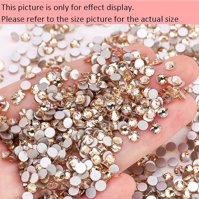 Dowarm 1440 Pieces SS16 Flatback Crystals, 4MM Flatback Crystal Rhinestones for Craft Nails Dance Costumes, Flat Back Nail Crystals, Non Hotfix Rhinestones (SS16 / 4MM, Champagne/Golden Shadow)