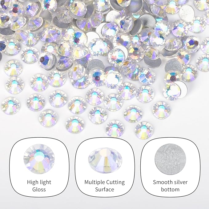 2000PCS Moonlight Rhinestones Bulk, Flat Back Crystal Glass Stone Round Gems,SS30, 6.4-6.6mm