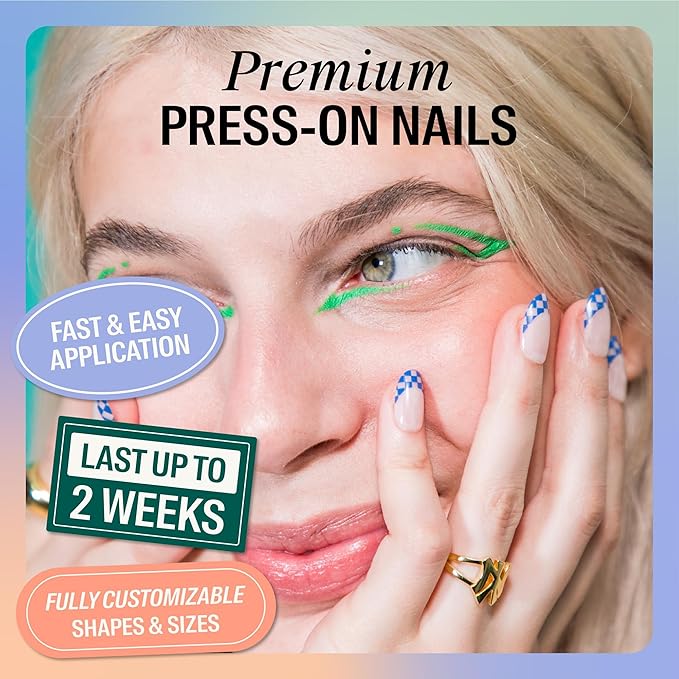 Chillhouse - Chill Tips, Press on Nails Kit - Checked Out 2.0 (Oval) - 24 Nail Shapes & Sizes - Up to 2 Weeks of Wear - Customizable Fit - Reusable - Latina Founded & Women Owned - Beauty & Self Care