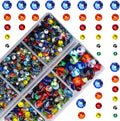 10000Pcs 2-Boxes Mixed Size Hot Fix Round Crystals Gems Glass Stones Hotfix Flat Back Rhinestones with Tweezers and Picking Pencil (Multi Color)
