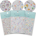 Spring Bouquet Nail Art Stickers, Flower Floral Rhinestone Spring Summer Nail Decals Design, Self-Adhesive, Nail Accessories & Supplies 3 Sheets