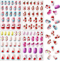 JANYUN 96 Pcs Kids False Nail Stick on Nails Full Cover Short False Nails Children Nail Tips Lovely Gift for Kids Little Girls Nail Art Decoration (Fruits Color)