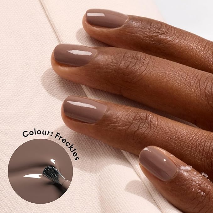 Manucurist Green Flash LED Freckles Brown Gel Nail Polish - Vegan, 12-Free, Plant-Based - Strengthens and Protects the Nail - Gel Polish - Made in France - 0.5 fl oz