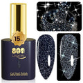 YTD Likomey Reflective Glitter Gel Nail Polish,15ml Black Flash Diamond Shimmer Nails Gel,Dark Blue Tone Black Sparkly Shiny Salon Home Fall Winter Manicure UV Color Varnish,SZ010