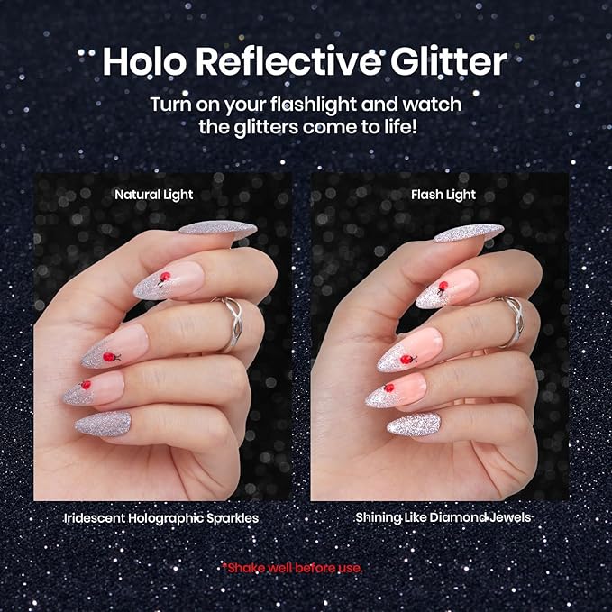 Beetles Silver & Golden Nail Art Gel Liner 2 Pcs Reflective Glitter Gel Nail Polish Soak Off Uv Lamp for Thin French Line Nails Manicure Nails Art Brush Paint