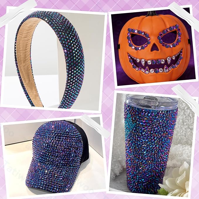 20000Pcs Iris Purple Flatback Jelly Resin Rhinestones for Bedazzling, Mix Sizes Crystal Rhinestones Gems, Iris Purple Flatback Rhinestone Gems Bedazzling for Crafts DIY Face Makeup Tumblers