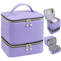 Nail Polish Organizer, Nail Polish Storage Holds 30 Bottles & Nail Lamp, Double Layer Nail Bag Organizer Case, Portable Nail Polish Holder for Nail Tech Travel & Manicure Kit