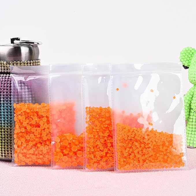 Blinginbox Flatback Rhinestones Round Gems, 288pcs Luminous Series Glass Stones Neon Gems Non Hotfix Crystal Rhinestones for Nail Charms Crafts Clothes Tumblers,New Orange Neon,SS30.