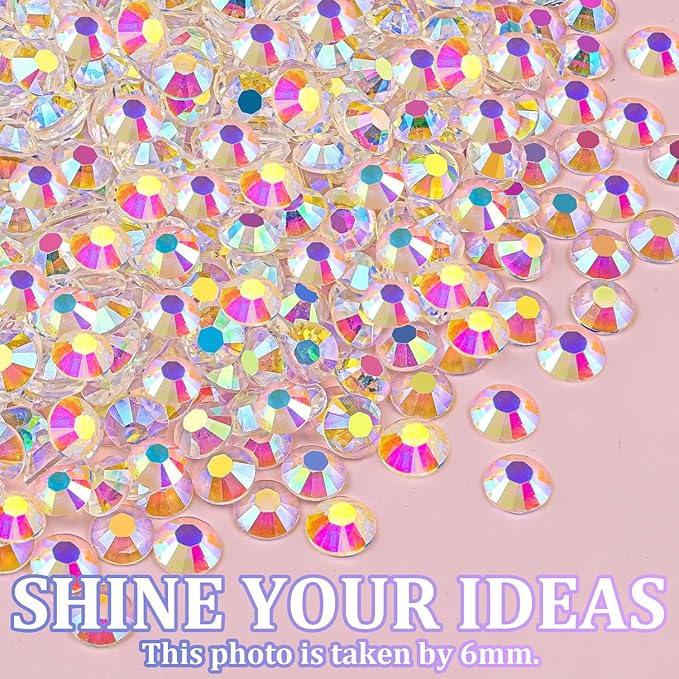 30000Pcs Transparent AB Rhinestones for Bedazzling with B7000 Jewelry Glue, Bedazzler Kit Flatback Gems, Resin Rhinestones for Crafting Crafts Clothing Shoes Fabric Nail Art Assorted Size 2/3/4/5/6mm