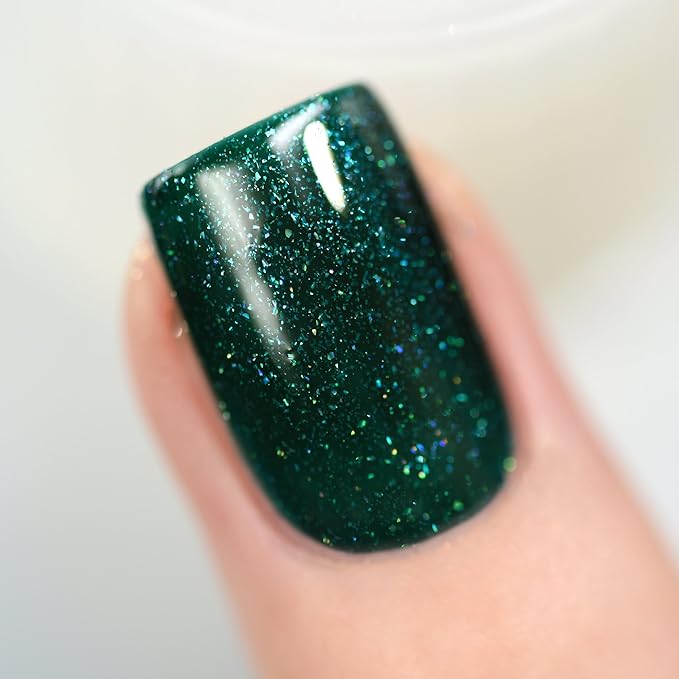 ILNP Fir Coat - Sultry Emerald Green Holographic Nail Polish