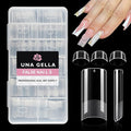 UNA GELLA No C Curve Medium Square Nail Tips 504 Pcs Half Cover Square Gel Nail Tips Pre-file Half Matte Straight Nails Tips Clear Fake Nails For Nail Extension Home DIY Salon with Box
