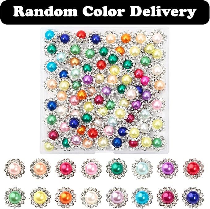 100 Pcs 12MM Sew on Rhinestones Mixed Colors Crystal Glass Metal Base Flower Shape，Flatback Pearls for Crafting，Sewing Accessories for Clothes and Shoes