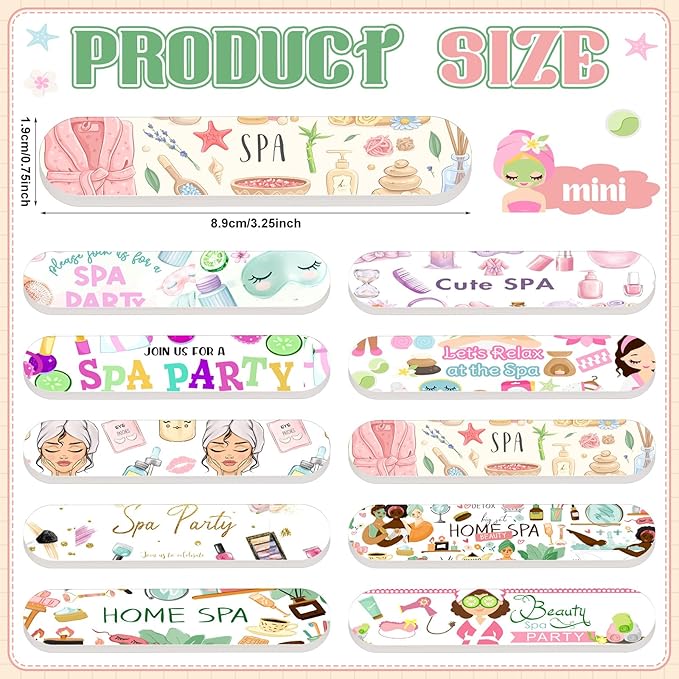 50 Pcs Spa Party Favors Bulk for Woman Sleepover Party Supplies Spa Birthday Parties Favors Mini Emery Board Nail Files Slumber Gifts for Home Slumber Supplies