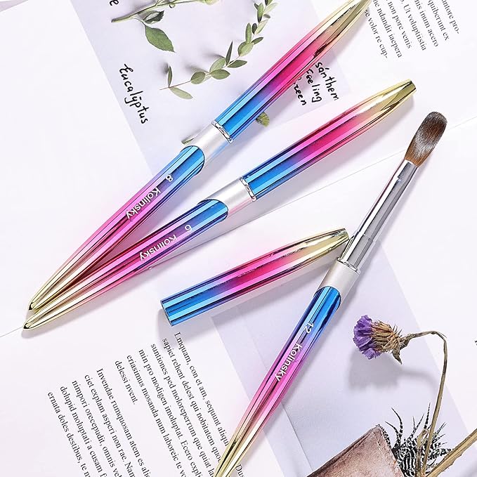 100% Kolinsky Acrylic Nail Brush Size18,Pure Handmade Round Shape (Size 8/10/12/14/16/18) Nail Brushes for Acrylic Application Professional Nail Art Brush Manicure for Women (#18)