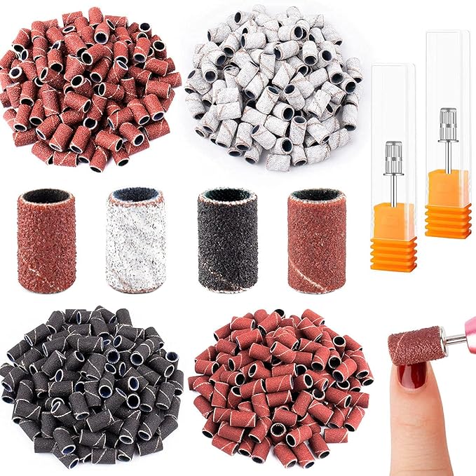 Rolybag Sanding Bands for Nail Drill Nail Sanding Bands Professional Sanding bit Nails 400 Pieces 4 Color Coarse Fine Grit Efile Sand Set 80#120#180#240# 2 Pieces Nail Drill Bits