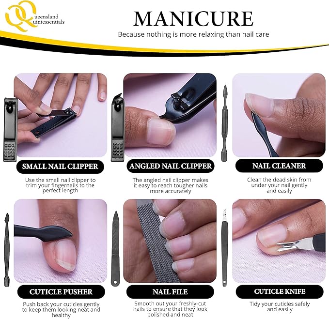Manicure Kit for Women - Complete Nail Care Set with Toenail Clippers for Thick Nails - Ideal for Seniors - Professional Nail Nippers & Clippers - Perfect for Home Use
